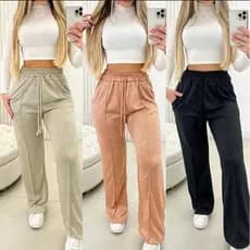 Calça Pantalona Lamcinha Moda Femenina Casual