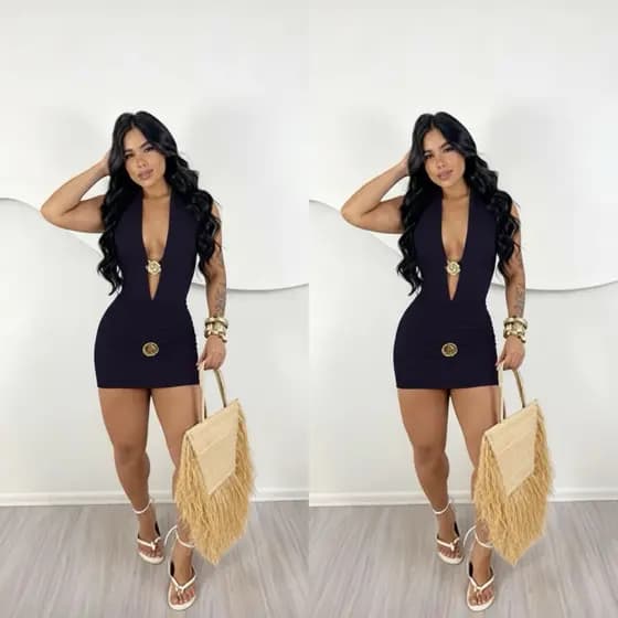 Conjunto Sofia Body + Saia  com fivela  tecido Suplex