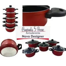 Conjunto de Caçarolas Fundas Antiaderente 5 peças Designer Novo