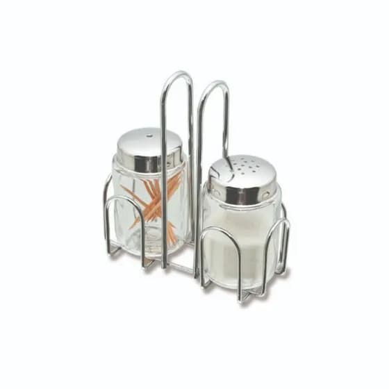 Galheteiro Porta Temperos de Vidro com Suporte Inox e Porta Guardanapos - Praticidade e Elegância na Sua Mesa