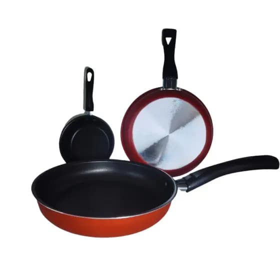 JOGO DE FRIGIDEIRA VERMELHO 3 PEÇAS KIT DE FRIGIDEIRAS ANTIADERENTE