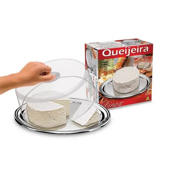 Porta Queijo Queijeira Inox com Tampa Acrílica Dinox: Elegância e Funcionalidade para Seu Queijo