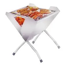 Churrasqueira Pequena Portátil Dobrável em Aço Inox - DINOX para Churrasco Perfeito