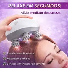 Massageador Couro Cabeludo Elétrico 3 Velocidades Recarregável Relaxante Corpo e Cabeça