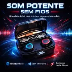 Fone Bluetooth Sem Fio M10 Gamer TWS Display Digital Powerbank Microfone Cancelamento de Ruído