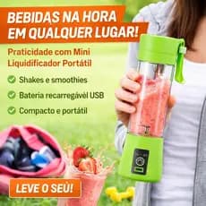 Mini Liquidificador Portátil Recarregável USB 380ml 4 Lâmina