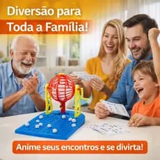 Jogo de Bingo Completo com 48 Cartelas Dispenser de Bolinhas