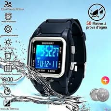 Relógio Digital Masculino Original Prova De Água Esportivo LED Luminoso Relógio De Pulso Eletrônico Quadrado Moda Casual
