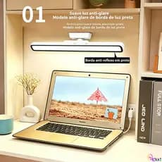Luminária Abajur De Mesa LED Cabeceira Portátil 45 Cm Lâmpada Magnética 3 Cores Bateria 1800 Mah