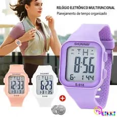 Relógio Feminino Digital À Prova D'água Original Lindos Esportivo Eletrônico Com Tela LED Cronômetro Moda Quadrado