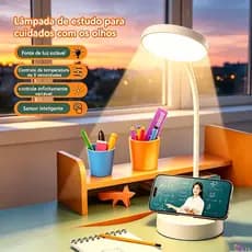 Luminária Abajur De Mesa LED Cabeceira Portátil Luz Multinível Recarregável Para Aprendizagem Visual Suave E Conforto