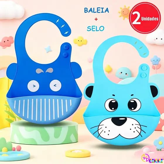2 Unidades Babador Bandana Impermeável Para Bebé De Silicone Kit Flexíveis Bibs Com Bolso Pega Migalhas Menino Menina