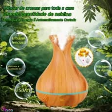 Umidificador De Aromaterapia 7 Iuzes Coloridas  Difusor Aromas Silencioso E Alto Volume