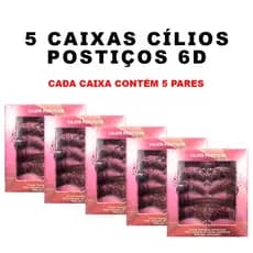 Kit 5 Caixas de Cílios Postiços 6D Efeito Natural  - Real Love