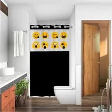 Cortina de Banheiro Box Ilhos com Visor - EMOJI - Anti Mofo Resistente Alta Qualidade