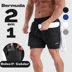 BERMUDA MASCULINA 2 EM 1 ACADEMIA DRI FIT shorts com compressão para treinar e corrida