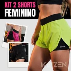 KIT COM 2 SHORTS COMPRESSÃO 2 EM 1 FEMININO para academia caminhadas e corrida