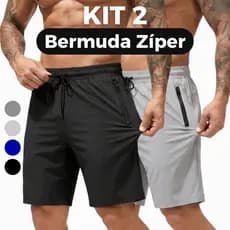 KIT 2 BERMUDAS TACTEL COM ZIPER Para Academia com Elastano SHORTS com ziper alta qualidade