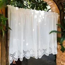 Cortinas 100% algodão, cortinas curtas, laço recortado, sala de estar, cortinas de porta da cozinha