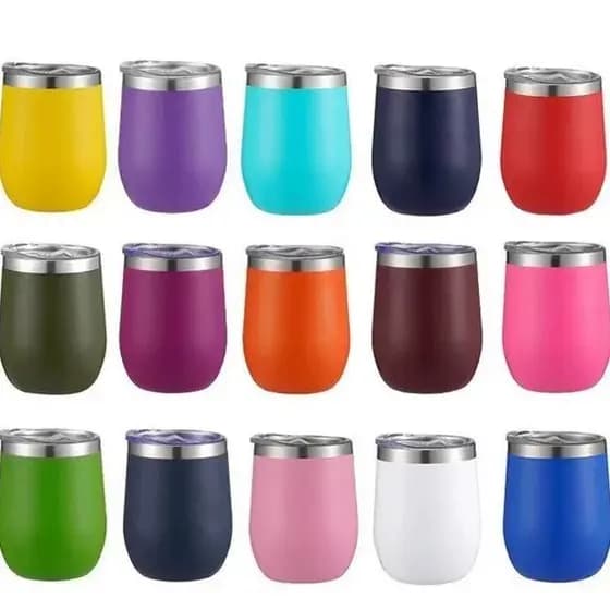 Copo Ovo Cuia Térmica Oval 360ml Em Inox Com Tampa Acrílica Envio Imediato