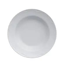 Jogo 8 Pratos Fundo Cottage 23cm Relevo Porcelana Branca Germer