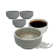 Kit 6 Porta Shoyu Molheira Nozoki Porcelana Creme Mesclado 60mL