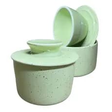 Manteigueira Francesa Porcelana Verde Mesclado mantém Cremosa Gourmet