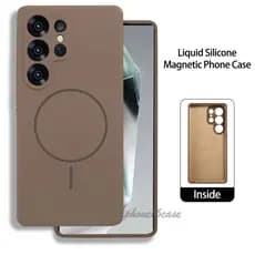Capa De Carga Magnética De Silicone Líquido De Luxo Para Samsung Galaxy S24 S23 Ultra S25 Plus Proteção Anti-Queda
