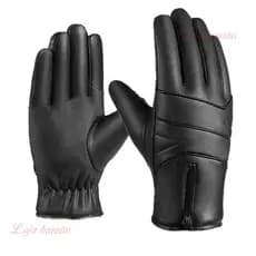Luvas Retrô de Couro para Motocicleta / Luvas Impermeáveis para Moto/Fecho Zíper
