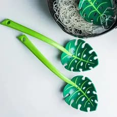 Escumadeira Folha Verde Utensílio de Cozinha 30 cm Para Legumes Massa Noque e Sopa Cozimento.