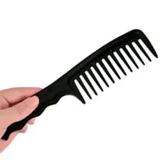 Pente Preto Dentes Largos Desembaraçador Para Cabelos Lisos e Cacheados Cabeleireiro Profissional
