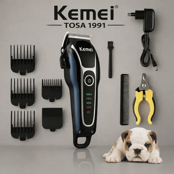 Máquina de Tosa Pet Kemei KM-1991 Profissional Aparador Removedor de Pelos Cães e Gatos