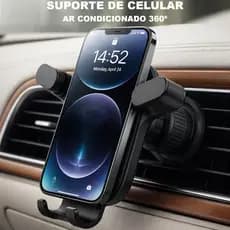 Suporte de Celular Carro 360º Giratório Universal Multifuncional Ventilacao Ar Condicionado Veicular