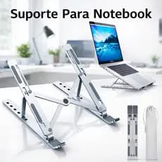 Suporte Notebook Alumínio Dobrável Ergonômico Ajustável Portátil Fino Base Com Estojo