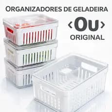 Kit Pote Organizador de Geladeira Com Escorredor Cesto Tampa Multiuso Alimentos Verdura Vegetais OU