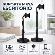 Suporte Mesa Celular Articulável 360 Tripé Mini Pedestal Ajustável Casa Escritório Universal