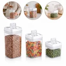 Pote Hermético Crystal Transparente Organizador Cozinha 1,1L 1,7L 2,3L BPA Free