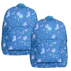 Kit com 2 Mochilas Impermeáveis Tecido Rabisk Unicórnio RK2336 Azul
