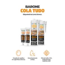 Cola Tudo Barone Branco 400g Espelhos Pedras Metais Pvc Casa