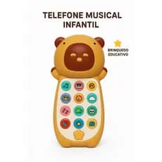 Telefone Infantil Musical Brinquedo Celular Mordedor Educativo Com Luz e Som Capivara Cenoura Dinossauro Unicórnio Urso