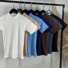 Blusa gola alta  em Malha Canelada Menegotti P M G