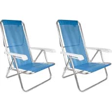 Kit 02 Cadeiras Praia Piscina Jardim Reclinável 8 Posições Mor Azul Marinho Azul Anis Lilás