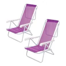 Kit 2 Cadeiras De Praia Reclinável 8 Posições Aluminio