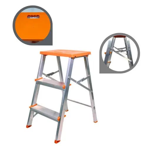 Escada Banqueta Alumínio Tesoura Ágata100kg 03 Degraus