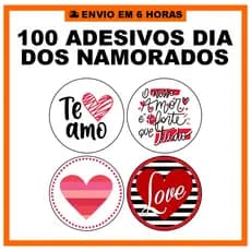 Kit 100 Etiquetas Adesivas Dia dos Namorados Vinil 4x4 Personalizadas