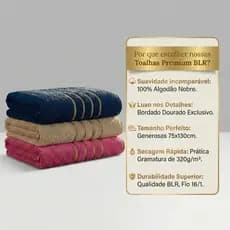 Kit 3 Toalha de Banho Banhão Imperial Gold 100% Algodão Luxo