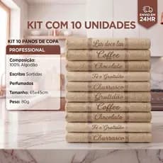 Kit 10 Pano De Copa Jacquard Premium 100% Algodão 45x65cm Cozinha