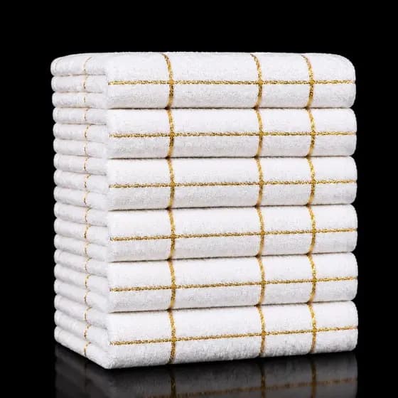 Kit 03, 05 ou 10 Toalha Vintage Cozinha Copa Branco Pano Listrado xadrez 100% Algodão