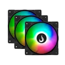 Kit 3 Cooler Fan Gamer | Rise Mode | X Led Black Rainbow | 120mm