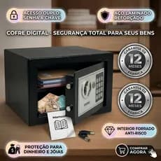 🔐 Cofre Digital Eletrônico Senha E Chave De Segurança Aço Reforçado Dinheiro Jóias E Armas
